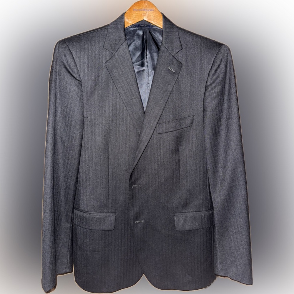 Brooks Brothers 1818 Black Herringbone Sport Coat Suit Jacket Blazer